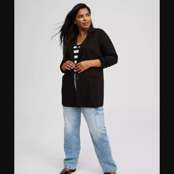 Torrid Lightweight Ponte Longline Blazer Black Size 2XL - Picture 1 of 7